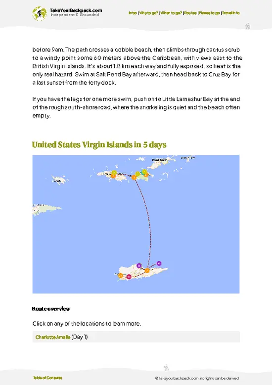example page 4 from our offline Travel Guide for United States Virgin Islands